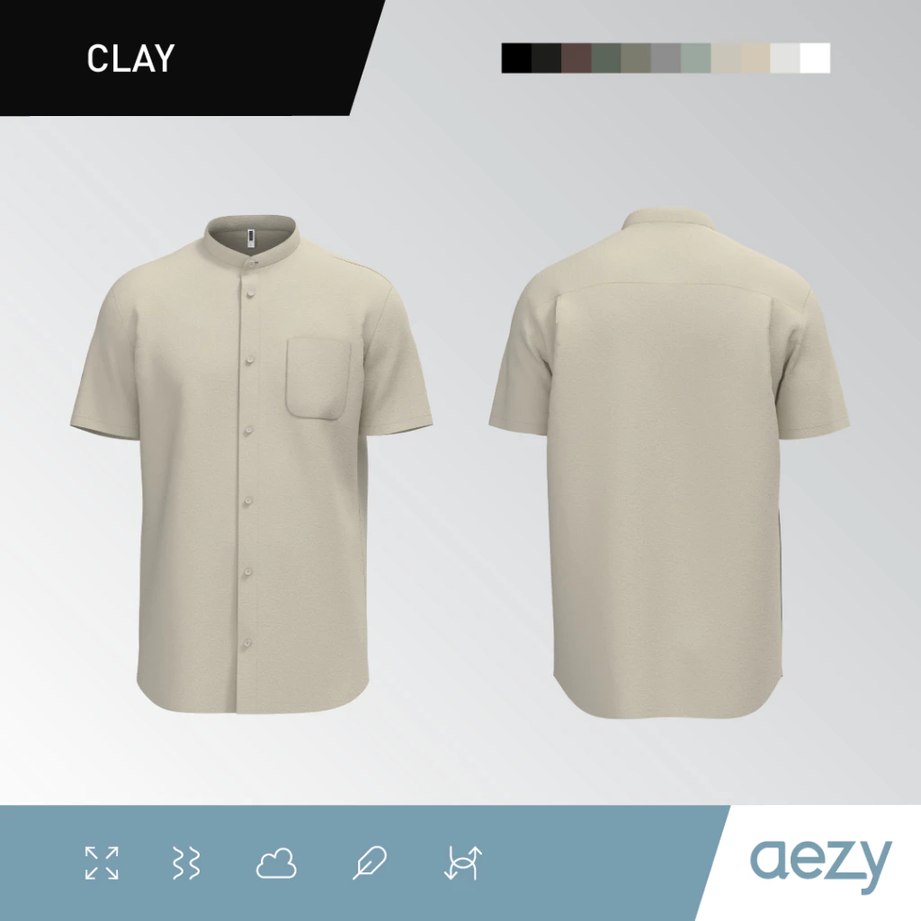 KEMEJA AEZY STAND COLLAR SHORT SLEEVE